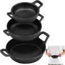 3 Piece Mini Cast Iron Skillet Set with Handles Pre-seasoned Small Cast Iron Skillet Pan, 4", 5", 6.3", Black Frying Pans for Cooking, Saute, Pizza, Oven Stove Grill Use