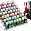 7-Layer Acrylic Craft Paint Storage & Brush Holder, Miniature Hobby Paint Bottle Rack for Model Paints, Small Airbrush Nail Polish Supply Holder, Clear Alcohol Ink Display Organizer