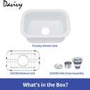 Davivy 13x19 White Bar Sink Fireclay, 13 Inch Dual-Mount Small Bar Prep Sink, Porcelain Single Bowl Design with Bottom Grid & Strainer