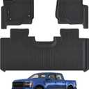 All Weather Car Floor Mats for 2015-2025 Ford F-150 Super Cab/Extended Cab with 1st Row Bench Seats Only (Not for SuperCrew Cab), TPE Rubber Floor Liners Anti-Slip Automotive Mats for F150 Accessories