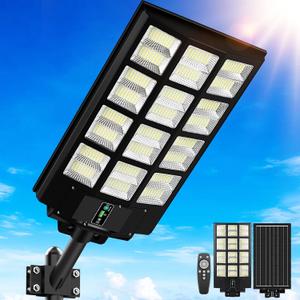9000W Solar Street Light Outdoor Waterproof, 27" 240000LM Solar Light with Motion Sensor, 6500K Dusk to Dawn Security LED Flood Light, Commercial Outdoor Lighting for Parking Lot Yard Driveway Farm