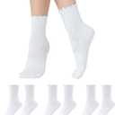 2 x COOLMATE 3 Pairs Womens Ruffle Socks, Cute Cotton Blend Crew Socks, Turn-Cuff Frilly Ankle Socks For Women