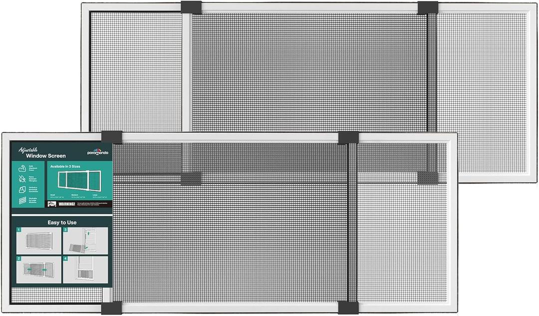 Expandable Window Screen, Horizontal (15" H x 21.6" - 40" W, 2 Pack) Adjustable Window Screens, Replacement Window Screens for House Windows