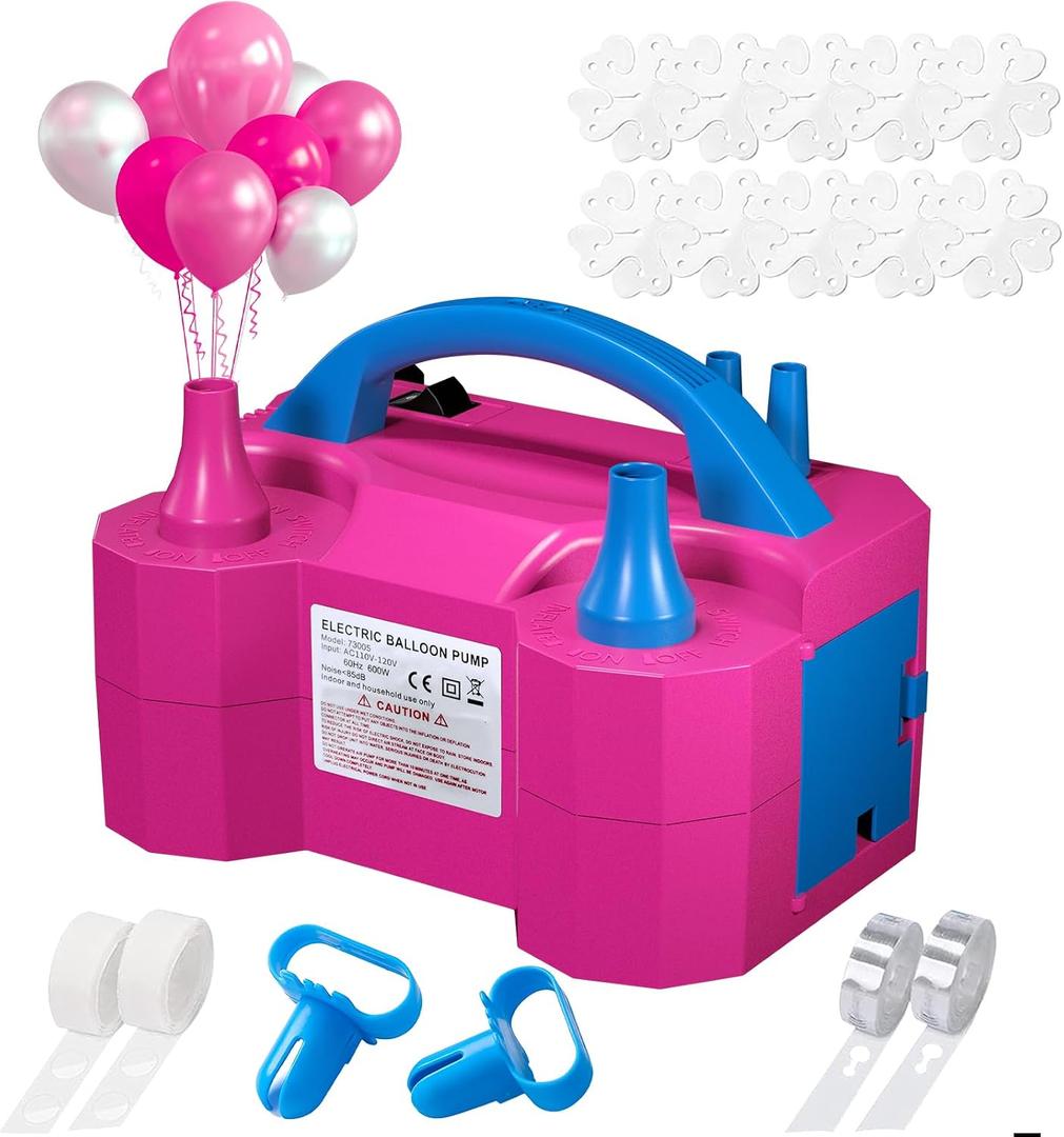 SINBEE Balloon Pump Electric Party Decorations - Electric Balloon Pump for Balloon Arch Kit, Portable Dual Nozzle Balloon Inflator
