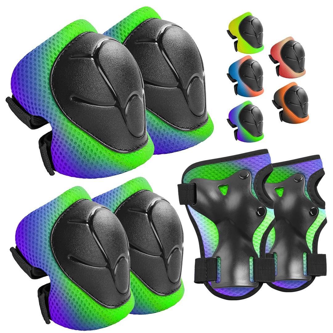 Wemfg Kids Protective Gear Set Knee Pads for Kids 3-14 Years Toddler Knee and Elbow Pads with Wrist Guards 3 in 1 for Skating Cycling Bike Rollerblading Scooter