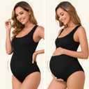Summer Mae Seamless Maternity One Piece Swimsuit One Size Fits S-XL Bathing Suit Ribbed U-Shaped Back Pregnancy Swimwear