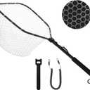 GOODCAT Fly Fishing Net, Bass Trout Landing Net, Folding Fishing Nets Fresh Water, Safe Fish Catching or Releasing, Fly Fishing net Magnetic Release (B:Square-Extend Length 32.5")