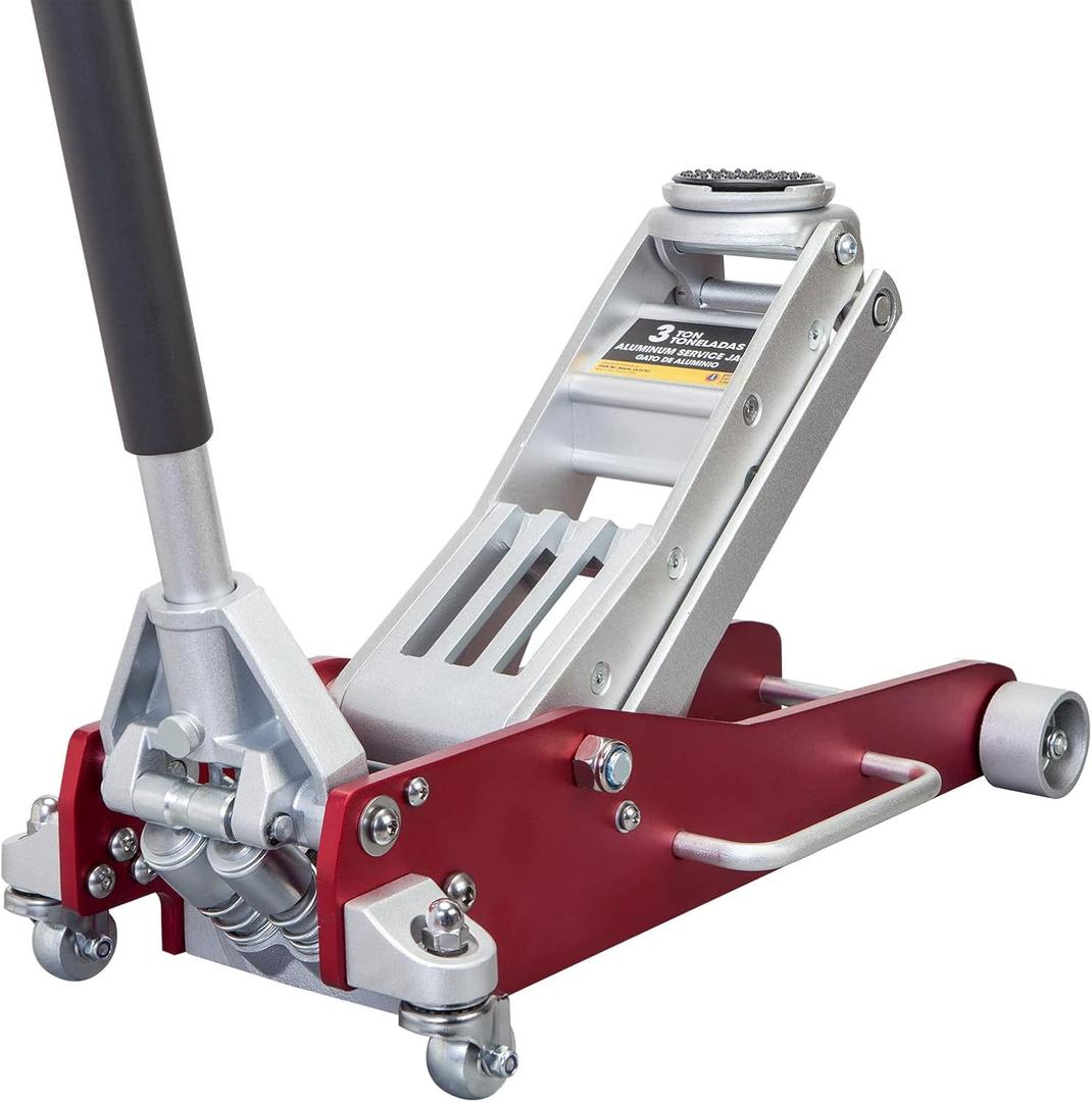 BIG RED AT830003XLR Torin Low Profile Economic Aluminum Service/Floor Garage Jack with Quick Lift Pump, 3 Ton (6,000 lb) Capacity, Red (3 Ton RED, Red)