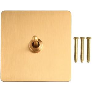 Light Luxury Style Brass Toggle Retro Switch Panel, 86 Type Power Wall Socket, Wall Light Brass Lever Toggle Switch, Toggle Light Rocker Switch(1 Gang)