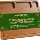Cutting Board for Kitchen,Thickened Bamboo Cutting Board with Juice Groove, Large Butcher Block with Handle,Wooden Charcuterie Chopping Board for Prep & Serving Tray, 16.93" x 12.99" x0.98"
