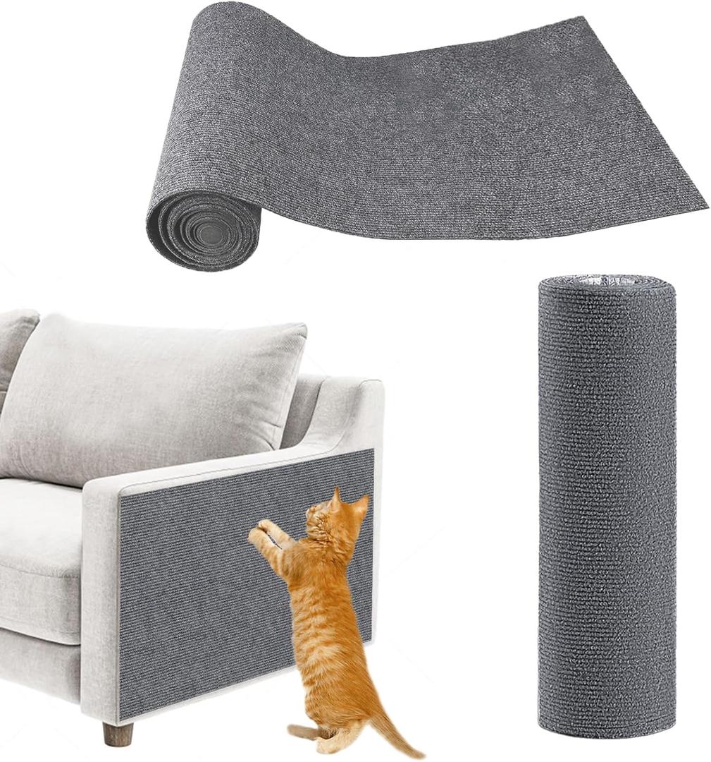 Cat Scratch Furniture Protector, Cat Scratch Mat Trimmable Self-Adhesive Carpet, DIY Climb Furniture Wall Couch Protector from Cats Claws for Covering Cat Tower Replacement Pads(Dark Gray 15.8x78.7in)