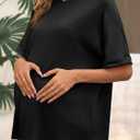 Tankaneo Womens Maternity T Shirts Oversized Short Sleeve Tunic Tops Casual Summer Loose Fit Crewneck Pregnancy Clothes (Black, M)