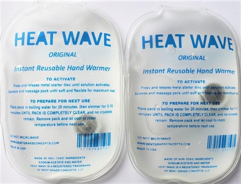 Heat Wave Instant Reusable Heat Packs Small 2-Pack Clear: Instant Reusable Hand Warmers for Camping, Hiking, and Pain Relief (3 x 5), Click Heat Safe, Non-Toxic and Made in USA