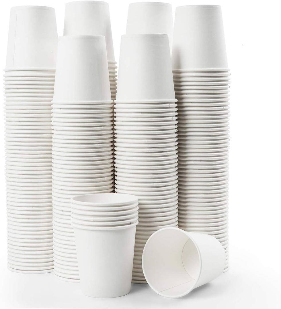 Vumdua 300 Pcs 6 oz Disposable Paper Cups, Hot Cold Beverage Drinking Cup for Coffee, Water, Tea, Juice, Espresso & Cortado (White)