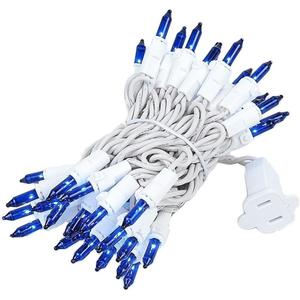 Novelty Lights 11 Feet 50 Bulb Incandescent Mini Light String, Blue with 2.5-Inch Spacing on White Wire, UL Listed Commercial Grade Indoor/Outdoor Mini Lights, Connectable End-to-End