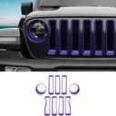 Grille Grill Insert+Headlight Turn Light Cover Compatible with 2018-2023 Jeep Wrangler JL JLU Sport/Sport S Only,Not for Sahara,Rubicon 4xe(Purple)