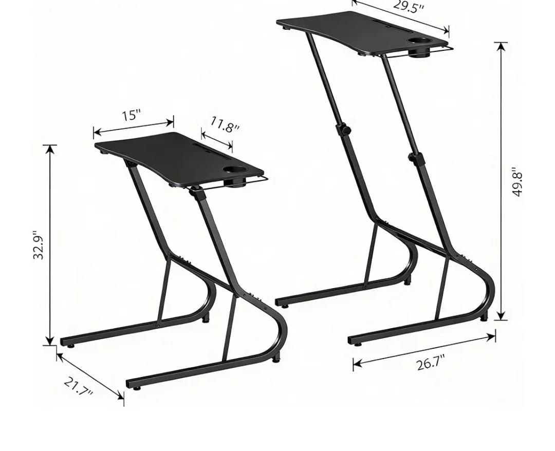 GRLEAF Adjustable Height Standing Desk for Walking Pad Treadmill, Desk for Laptop with Cup Holder, Desks for Bike/Cycling, Used for Bedrooms and Offices (Black)