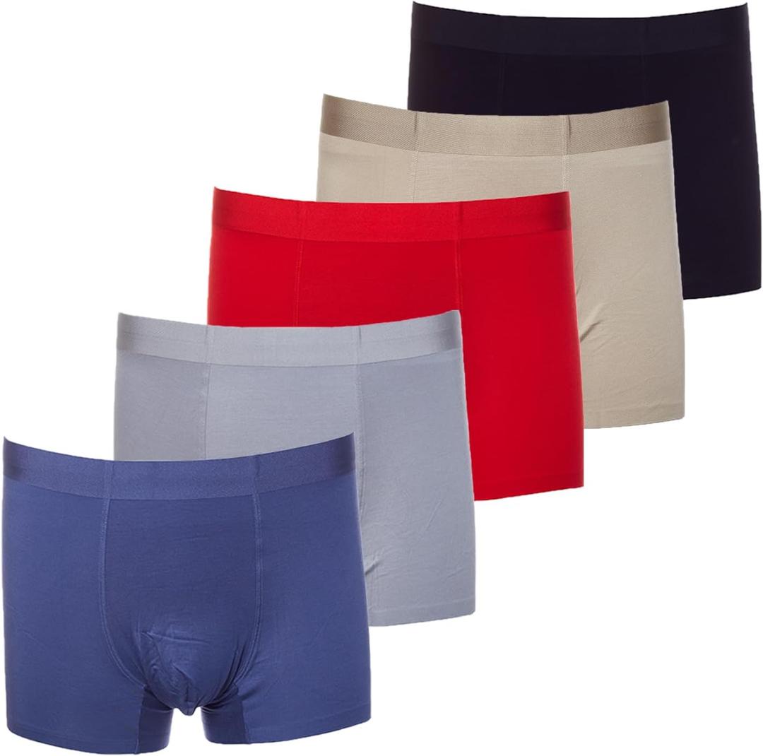 Men's Lightweight Modal Briefs - Quick-Drying Breathable Underwear, No Fly Pouch (5-Pack) (L)