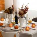 Mumufy 24 Pcs Thanksgiving Glass Votive Candle Holders Orange Pumpkin Tealights Candle Holder for Halloween Fall Table Centerpieces Wedding Birthday Anniversary Parties Decorations for Home