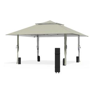 Pop Up Canopy Tent 13x13 FT, Outdoor Easy Setup Gazebo with Wheeled Carry Bag, Heavy Duty Outside Shelter with UV-Resistant Top, Portable Instant Sun Shade for Garden Camping Events, Khaki