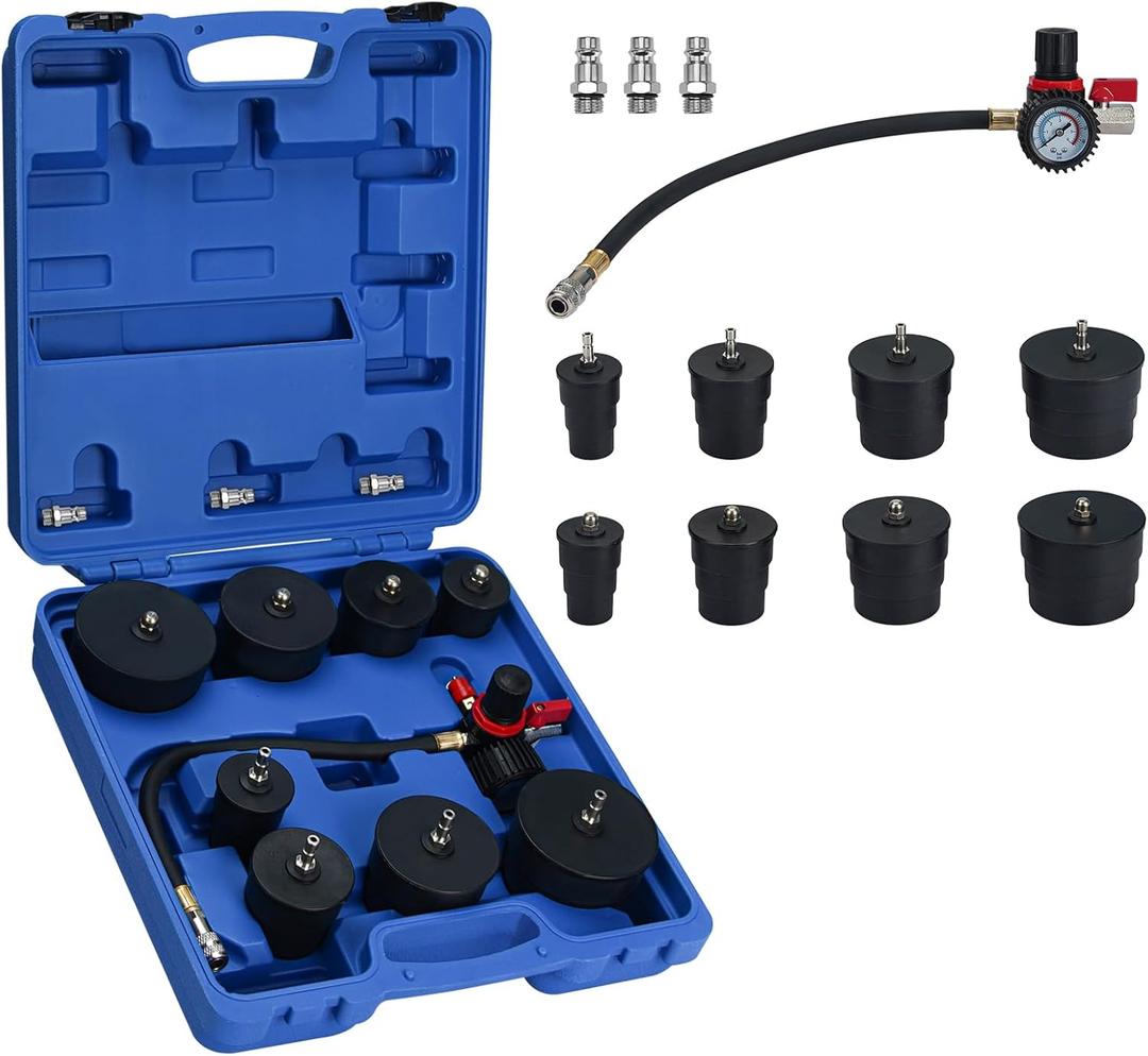 Handor Turbo System Leakage Tester Kit with 4 Pairs of Stepped Adapters 1-3/8" to 3-1/2" Leak Down Tester with Pressure Gauge