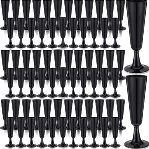 Domensi 100 Pack Black Champagne Flutes Bulk Plastic Disposable Champagne Glasses 5.5 oz Plastic Mimosa Glasses Wedding Cocktail Cups for Engagement Birthday Graduation Decor 2026 Party Supplies