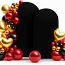 LEBENGURU Set of 2 Upgraded Wedding Arch Cover, 6.6FT,7.2FT Black Spandex Fitted Arch Backdrop Cover, Round Top Chiara Stand Covers for Birthday Party Baby Shower Banquet Balloon Dcor