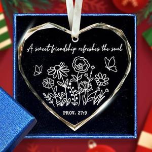 LUCAGIFT Best Friend Ornaments for Christmas Tree - Best Friends Bestie Ornaments for Women - Bestie Ornament - Friendship Christmas Ornament - Besties Gifts for Women - Glass Ornament 2025, Pack of 2