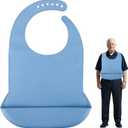 Adult Bibs for Women/Man1 Pack Adult Silicone Bib for Eating Washable Waterproof Bibs for Adults with Crumb CatcherGift for Mom/Dad (Blue)