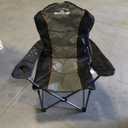 Oversized Camping Chair Folding Chair with Cooler Padded Outdoor Chairs Heavy Duty Support 500 LBS Steel Frame Collapsible Arm Chair with Cup Holder Black&Gray