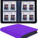 40 Pockets Graded Card Binder, Toploading PSA Slab Holder Album, PU Leather Graded Card Storage Binder, Premium 4 Pocket PSA Card Binder Album with Sleeves (Purple)