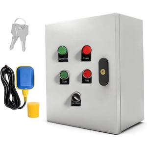 Adjustable 0.65~6.5 HP Well Pump Control Box, 240V, 4-Wire, Three-Phase Water Pump Control Box for Deep Well Submersible Pump with Float Switch, Key Lock, IP65 Waterproof for Indoor and Outdoor Use