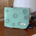 Cosmetic Bags for Women - 3PCs Corduroy Cosmetic Bag Aesthetic Women Handbags Purses Smile Dots Makeup Organizer Storage Makeup Bag Girls Case Bags (3Pcs green)