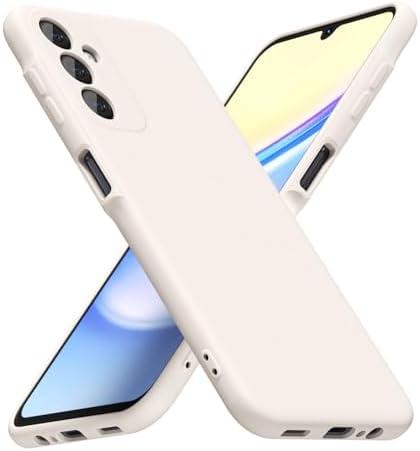 LoeoeL for Samsung Galaxy A15 5G Phone Case Silicone, Minimalist Ultra Thin Slim Soft Rubber Gel Solid Color Matte Cute Case for Women, Girly Plain Aesthetic Design & Camera Cover, Beige Stone Cream