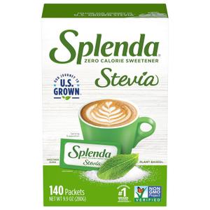 SPLENDA Stevia Zero Calorie Sweetener, Plant Based Sugar Substitute Granulated Powder, Single Serve Packets, 140 Count (EXP 04/19/27)
