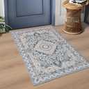 Foxmas Small Rugs for Entryway 2x3 Feet, Non-Slip Doormat Indoor Entrance Vintage Washable Area Rug, Low Pile Throw Rugs for Entryway Bedroom Kitchen Living Room, Blue