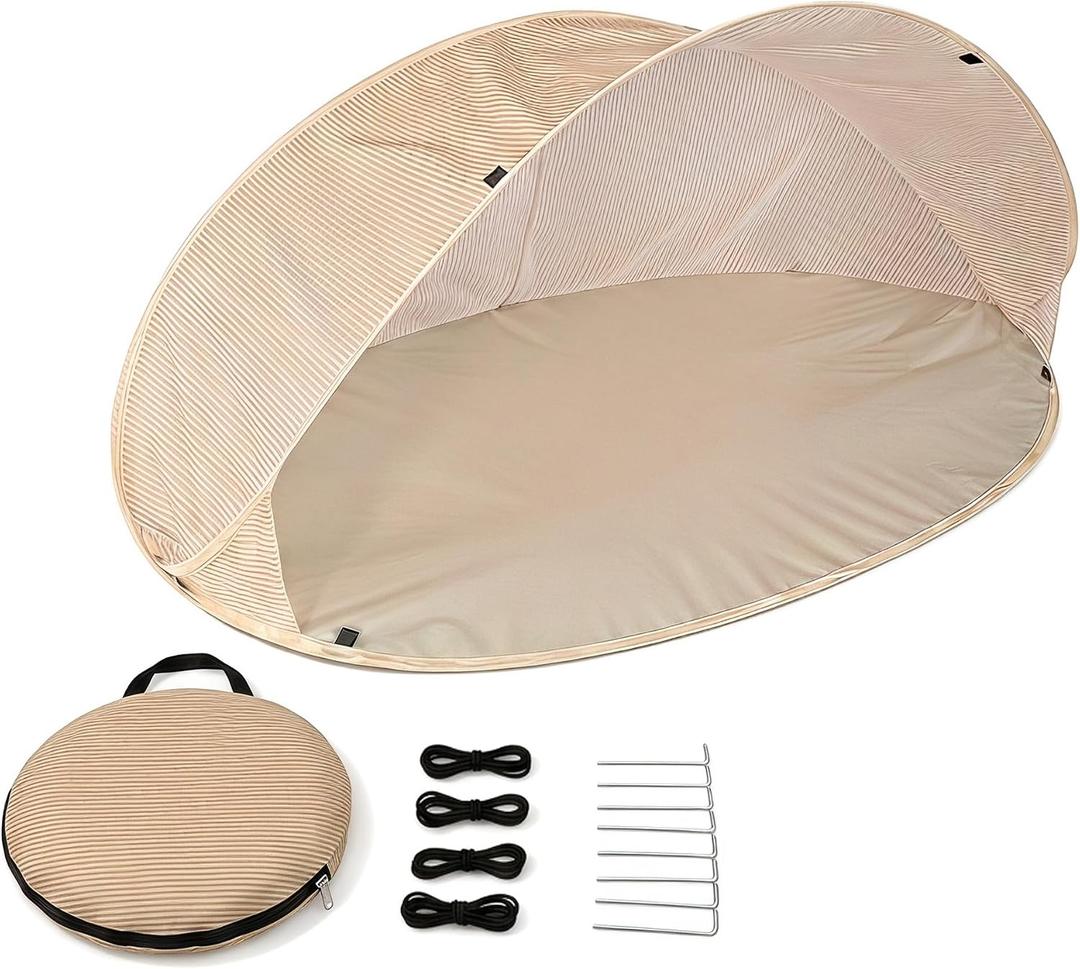 Beach Tent Foldable Breathable Sunshade with Portable Carry Bag, Lightweight Pop-Up Canopy, Carry Bag for Beach, Camping & Outdoor Travel, One Size