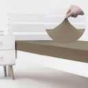 Cot Size Fitted Sheet Only - 4-Way Stretch Jersey Knit & Snug Fit for Bunk Beds, Camping, RV, Folding Beds, Boys & Girls, Wrinkle Free & No Slipping, Soft & Comfortable - Taupe, Bunk/Cot Twin