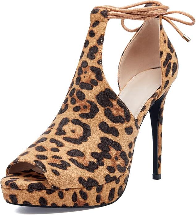 Womens Peep Toe Platform Heels Sexy Sandals Strappy Lace Up Tie Stilettos Dress Pumps Shoes, Size 9