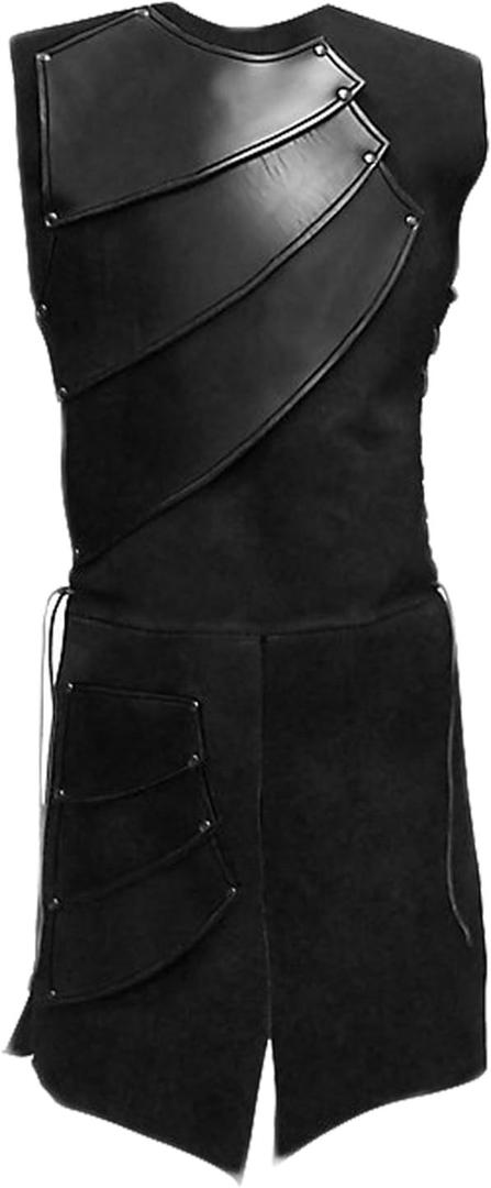 Pexlaxy Men's Medieval Sleeveless Waistcoats Costume Renaissance Victorian Waistcoats Vests (Black)