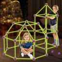 Glow In The Dark Fort Building Kit for Kids,STEM Construction Toys, Educational Gift for 4 5 6 7 8 9 10 11 12 Years Old Boys and Girls,Ultimate Creative Set for Indoor & Outdoors Activity,140 Pcs
