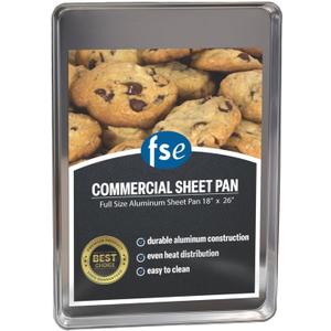 FSE Sheet Pan, Commercial Grade 20-Gauge Aluminum Bun Pan, 18" L x 26" W x 1-1/8" H (Full Size) | Measure Oven Recommended, Not for Residential Ovens