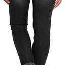 KUNMI Women's Ripped Skinny Jeans Distressed Stretchy Denim Pants (Black, M)