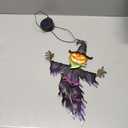 ILLUMINEW Solar Halloween Metal Hanging Decorations, Solar Powered Outdoor Lighted Metal Pumpkin with Glowing Eyes for Halloween Tree, Wall, Porch, Patio Decor