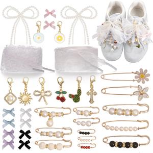 Shoe Charms for Sneakers Women Ribbon Lace Shoelace Accessories Fancy Shoe Lace Jewelry