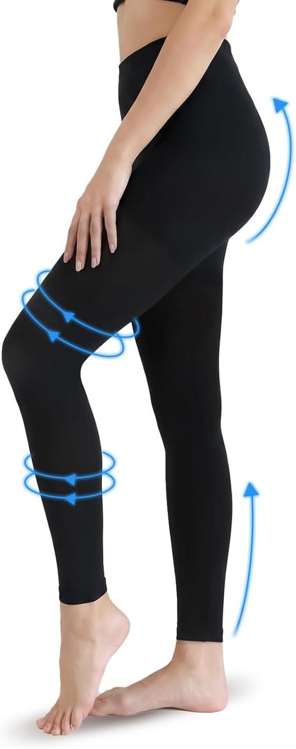 Compression Tights Women, 20-30mmHg Graduated Support Compression Pantyhose for Women Footless Medical Compression Stockings High Waist Compression Leggings for Varicose Veins, Edema, DVT (X-Large, Black)