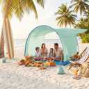 Beach Shelter, Wind-Powered Beach Tent Sun Shelter with UPF50+ UV Protection, Lightweight & Portable Easy Setup Beach Canopy Sun Shade Tent for Family Outdoor Beach Camping & Picnic, 6x6x16.5 inches