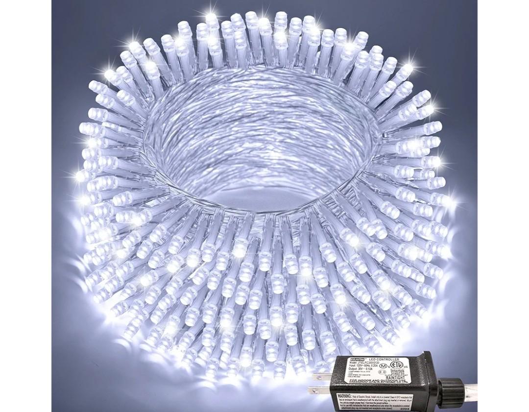 JMEXSUSS 66ft 200 LED White Christmas Lights Indoor Outdoor, Connectable String Twinkle Lights Outdoor Clear Wire Plug in for Bedroom House Fireplace Christmas Tree Decoration