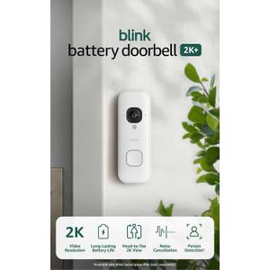 Blink Battery Doorbell 2K+ (newest model) — Wireless video doorbell, 2K resolution, enhanced audio. Required Sync Module not included – Add-On (White)