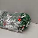 9FT Flocked Christmas Garland, Artificial Snowy Xmas Garland, Indoor Outdoor Winter Garland with Pine Cones and Red Berries for Christmas Decorations Table Mantle Room